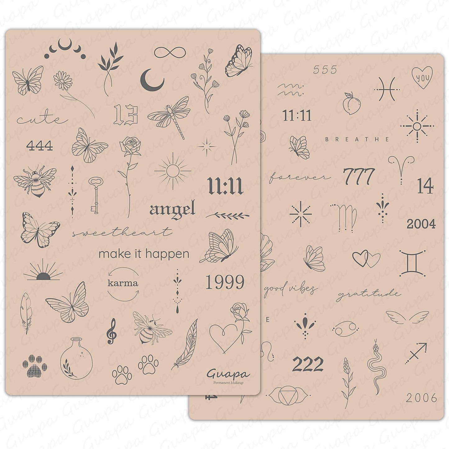 MARLLOGIVA 2pcs Tiny Tattoo Practice Skin Pad with more 80 Stencil Designs Perfect for Mastering Tiny Tattoo Essential Techniques (Pink Skin)