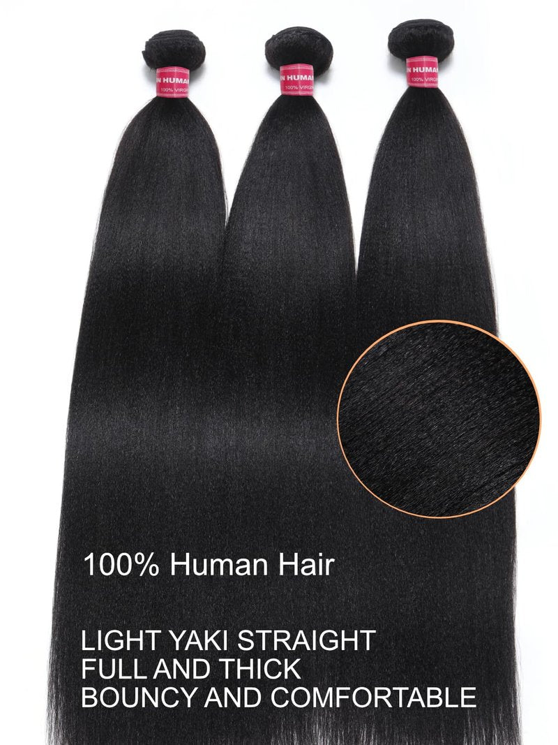 Julia Hair 12A Yaki Straight Human Hair 1 Bundles 12 Inch Unprocessed Virgin Real Human Hair Weave Extensions for Women Clip in Kinky Straight Human Hair Bundles Natural Black