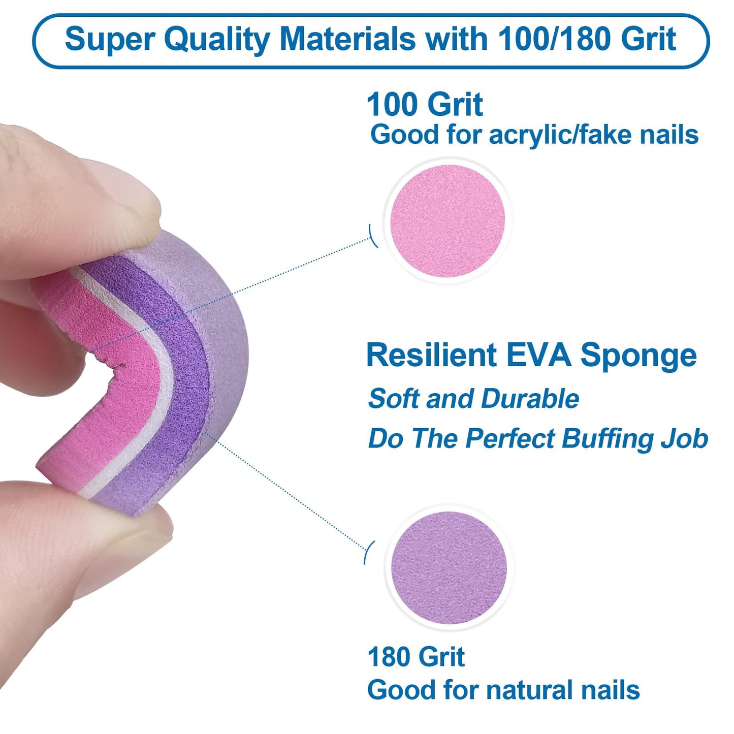 Mini Nail Buffer (100 Pack), Buffers for Acrylic Nails and Natural Nails, 100/180 Grit Nail Buffer Block Nail File Bulk Small Buffing Blocks for Nail Buff Professional Manicure Set Purple/Pink