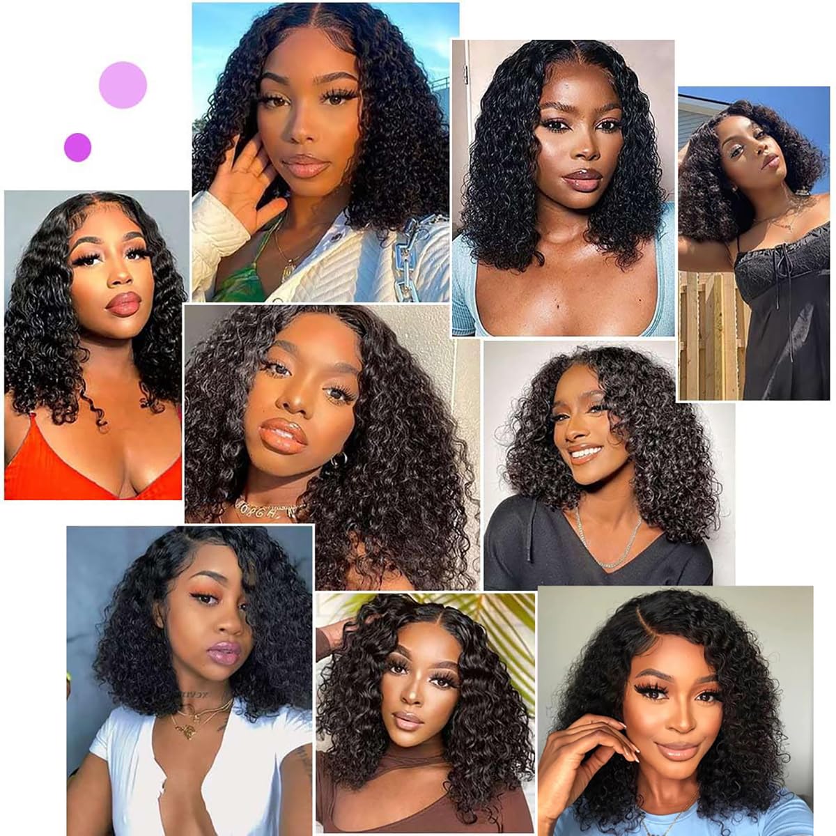 Maytune Wear and Go Glueless Wigs Human Hair Pre Plucked Pre Cut Deep Wave Bob Wigs for Black Women 4x4 Glueless Lace Closure Human Hair Curly Bob Wigs 10 Inch