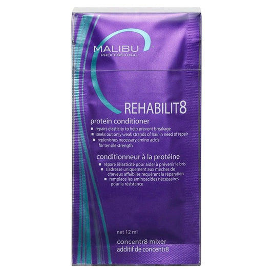 Malibu C REHABILIT8 Smoothing Protein Conditioner (6 Packets) - Replenishes Hair Protein & Amino Acids to Prevent Breakage - Hydrating Conditioner for Damaged Hair