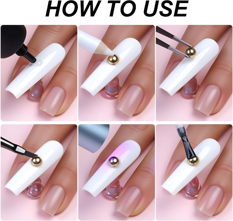 Nail Pearls - Gold & Silver Half Round Flatback Charms for Nail Art | Multi Size DIY Crafting Tools