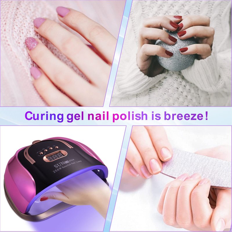 MUSERAY UV LED Nail Lamp, 256W Gel Light for Nail Polish UV Dryer,4Timers UV Nail Lamp Professional Nail Light, 57Pcs Lamp Beads and Automatic Sensor