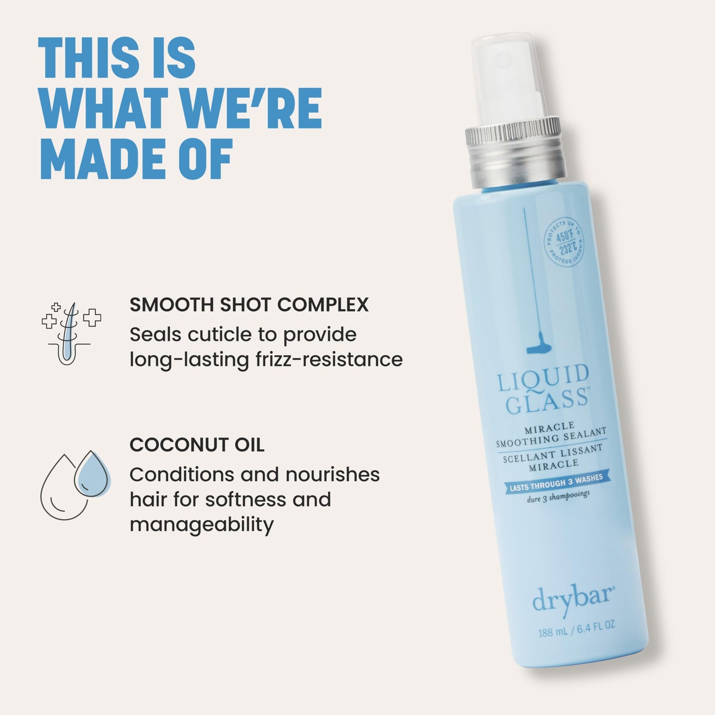 Drybar Liquid Glass Miracle Smoothing Sealant for Fine-Medium Hair, 6.4 oz