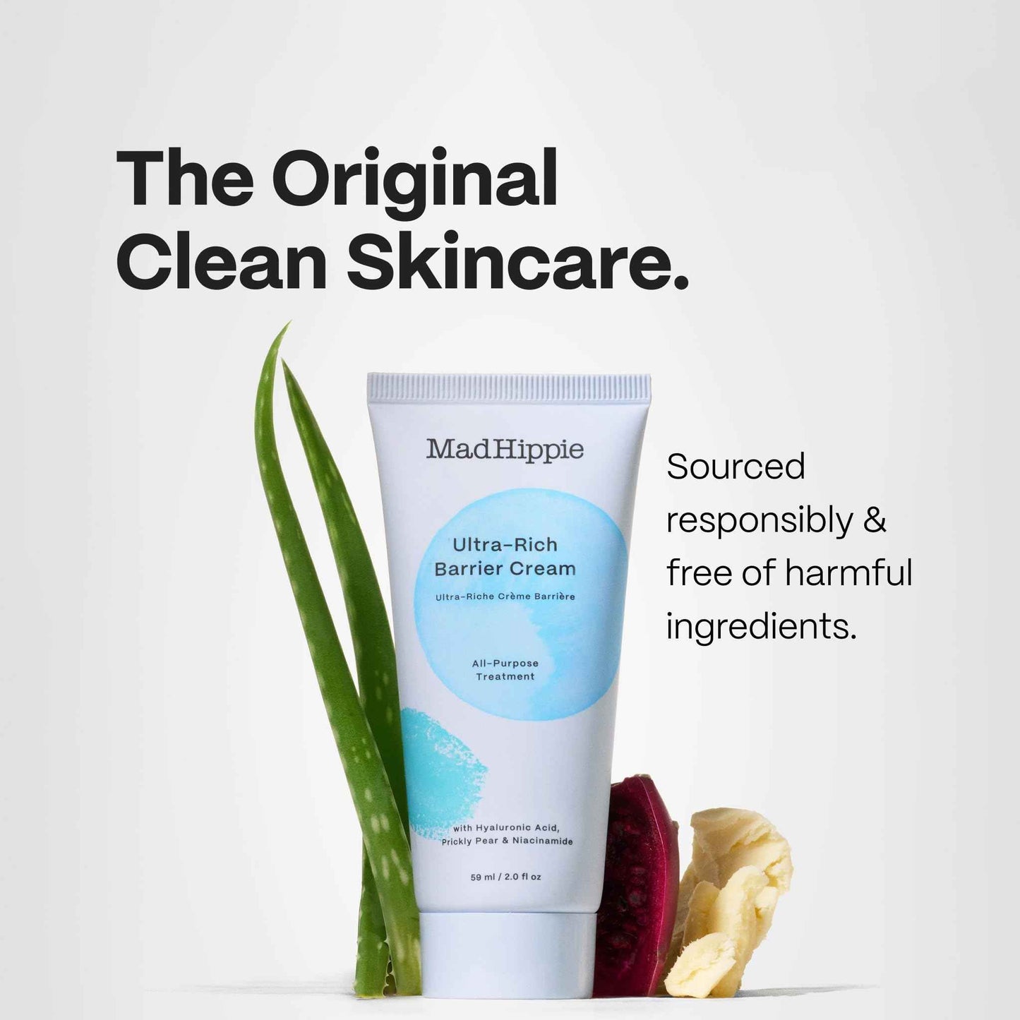 Mad Hippie Ultra-Rich Barrier Cream, Travel-Friendly – Multi-Purpose Moisturizer with Hyaluronic Acid, Niacinamide & Vitamin C, Lotion for Extremely Dry Skin, Vegan & Cruelty-Free, 2 Oz