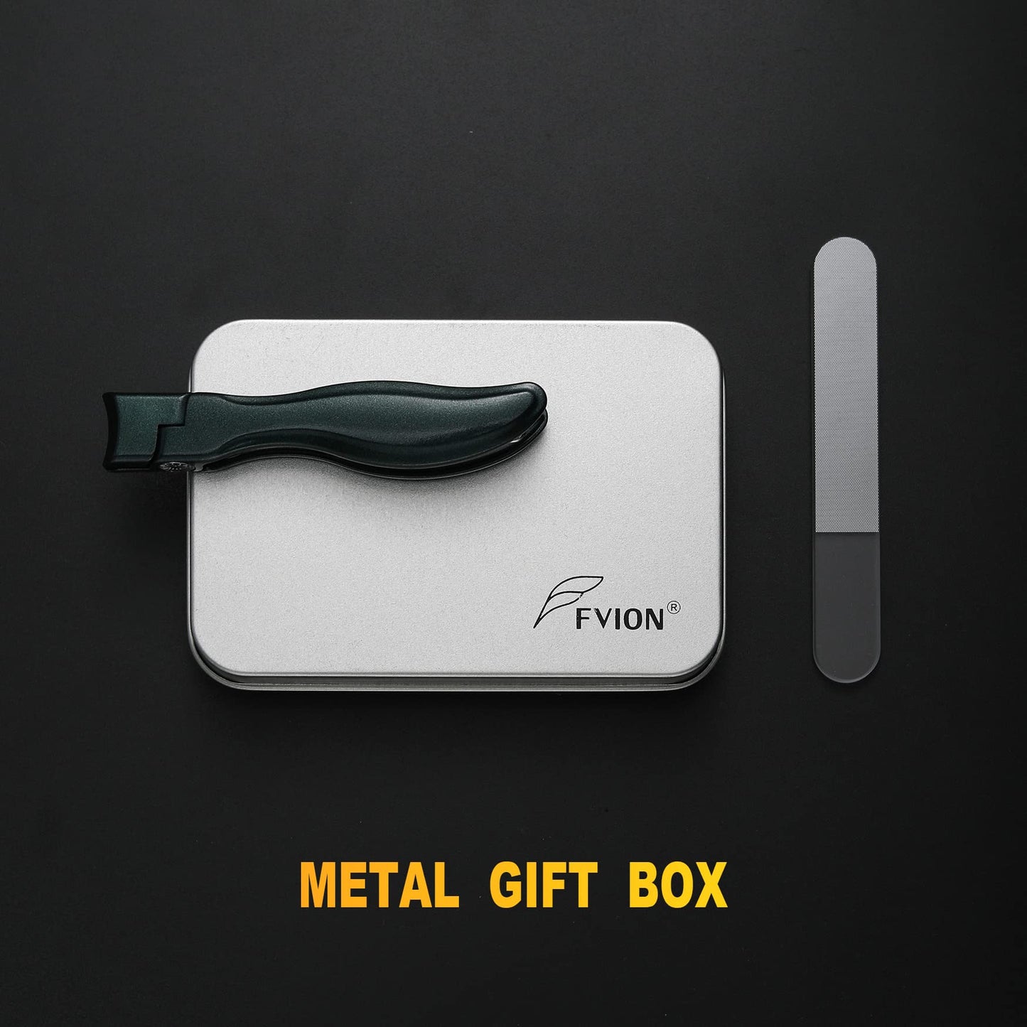 FVION Nail Clipper for Thick Fingernail and Toenail, Wide Jaw Nail Clippers with Crystal File, Large Toe Nail Clipper with Catcher for Men and Women, Nail Cutter Set - Green