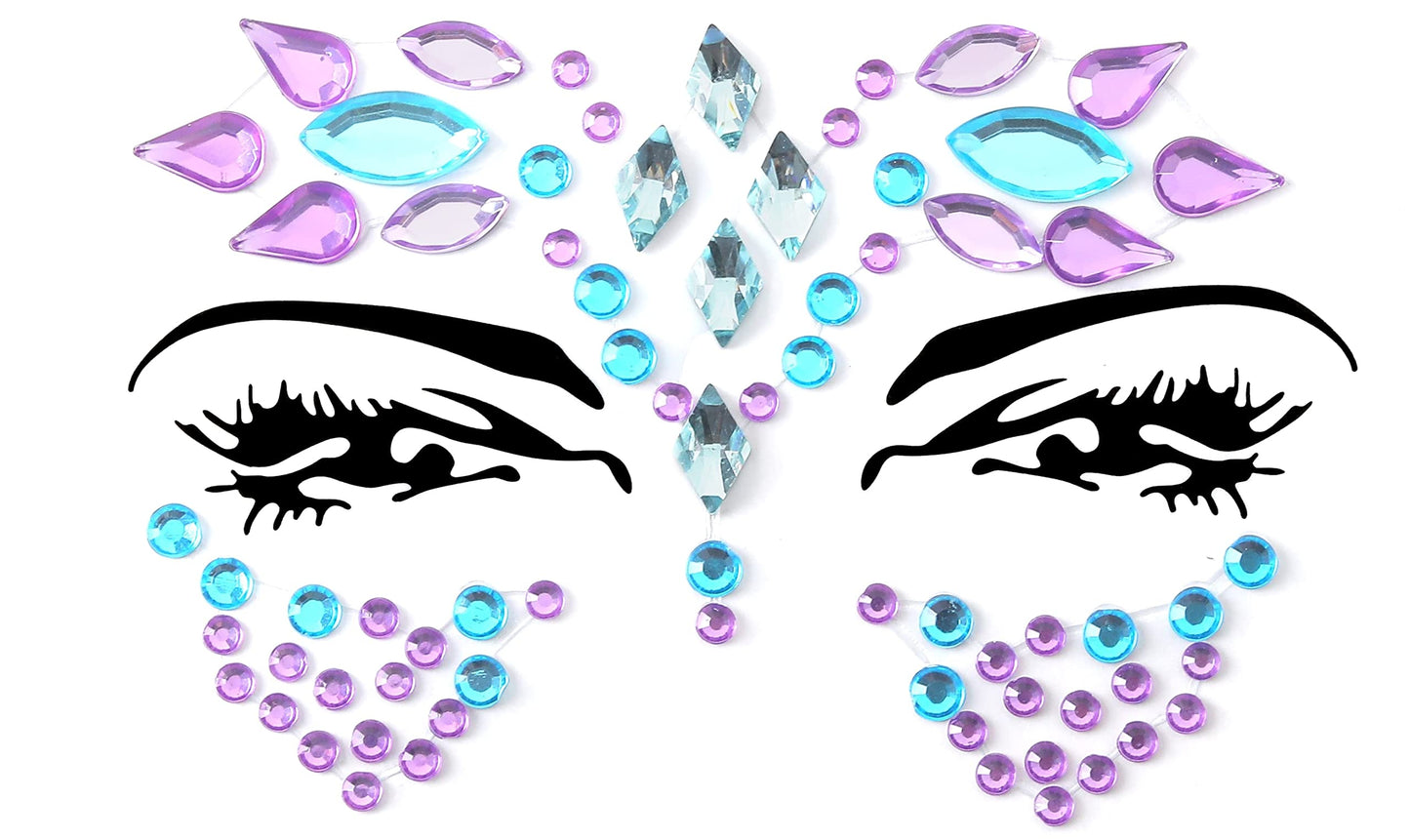 FACEGEM LONDON Face Gems Adhesive Glitter Jewel Tattoo Sticker Festival Gems Rave Party Body Make Up (21 PCS FACE GEMS)