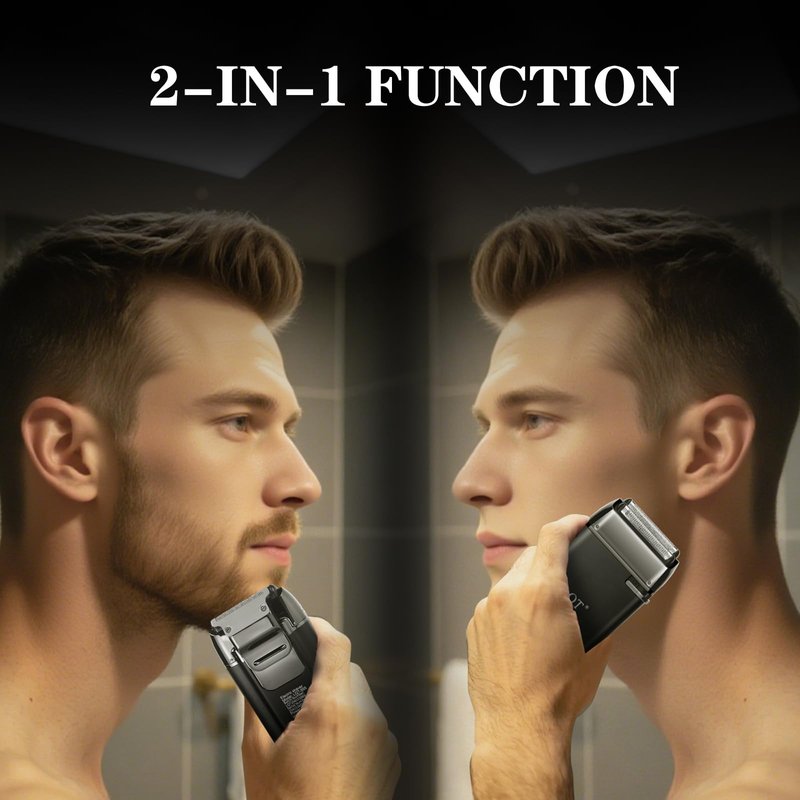 LQT Latest 2-in-1 Electric Shaver Facial Mesh Shaver - Portable Cordless Shaver - Hidden Trimmer and Fast Charging Function - (3150 Mesh Holes, 60 Blades) Black