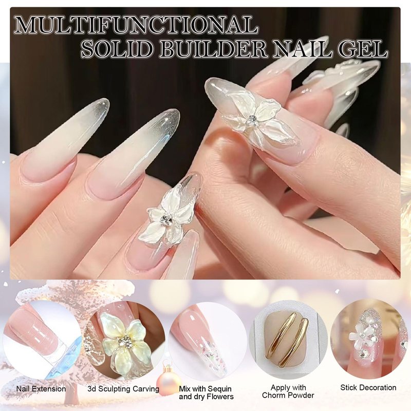NAILGIL 3D Gel for Nail Art Hema Free, 4 Colors Solid Builder Sculpting Gel Non-Sticky Hand for Extension Building Carving Modeling with Nail Art Pen Nail Forms, Sock Off Home DIY Manicure-60g/2.1oz