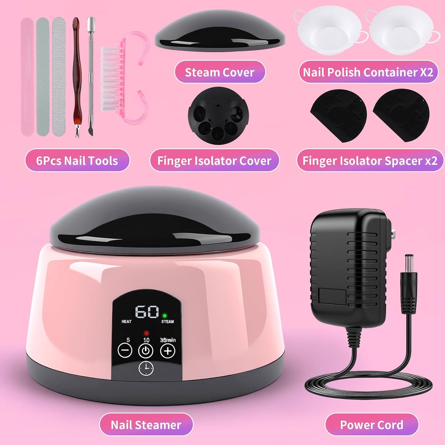 Electric Nail Soaking Bowl - Adjustable Temperature Gel Polish Remover | Quick & Easy Home DIY Solution