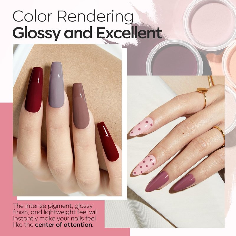Modelones Dip Powder Nail Kit - 40 Pcs Glitter Set | 20 Colors Including Nude, Pink, Burgundy & Blue