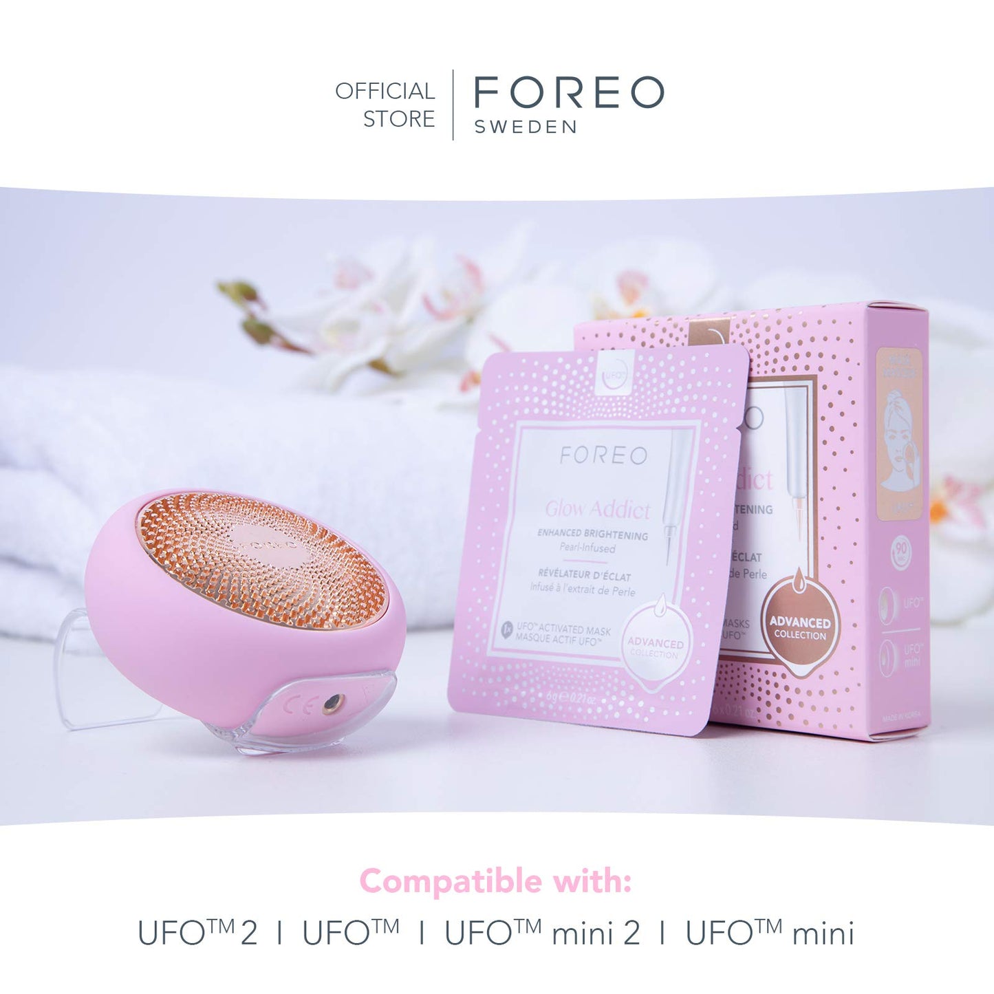 FOREO Glow Addict UFO-Activated Facial Mask - Hydrating Facial - Vitamin C & Vitamin E - For All Skin Types & Dull Skin - Antiaging - 6 pcs in Pack