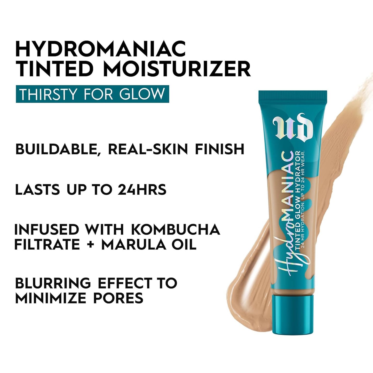 Urban Decay Hydromaniac Dewy Foundation - Hydrating Tinted Moisturizer for Dry Skin | Buildable Medium Coverage, 1.1 fl oz