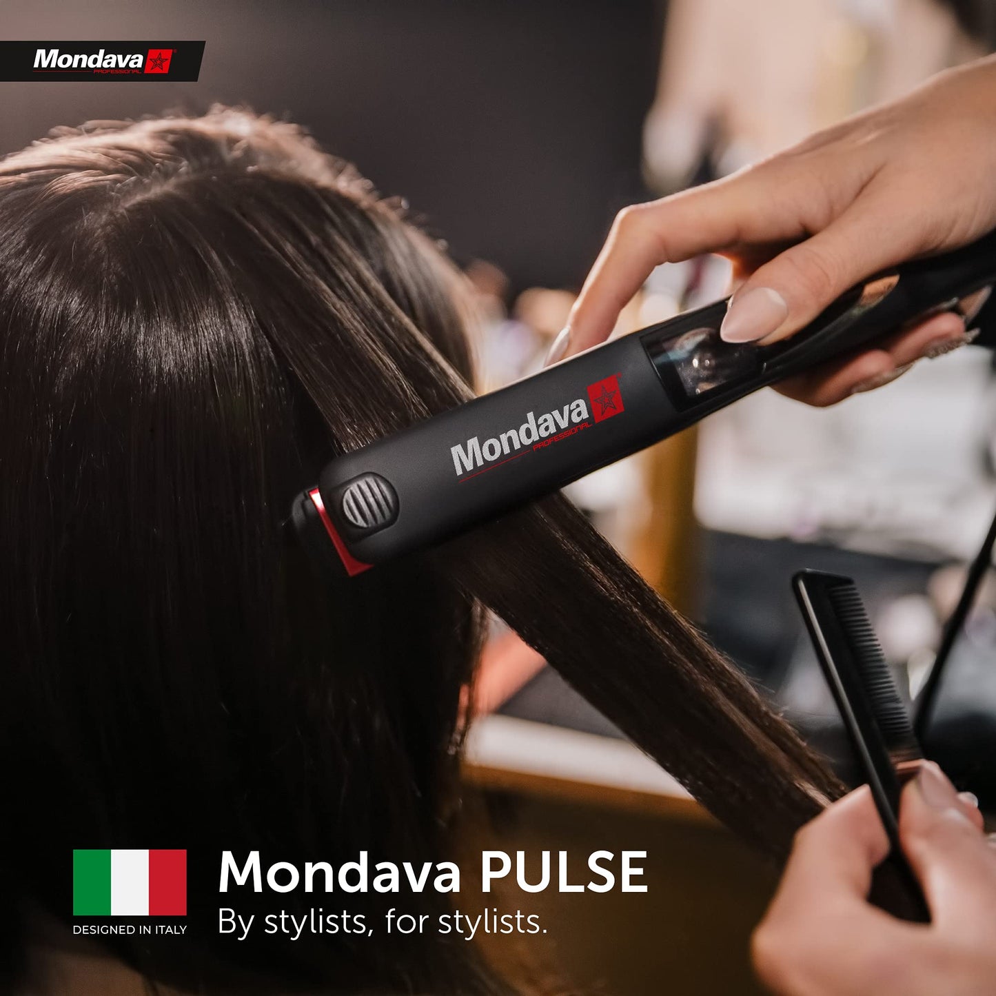 MONDAVA Professional Ceramic Tourmaline Hair Straightener Flat Iron and Curler, Ionic Dual Voltage Adjustable Digital LED Technology, Straighten and Style Wild Hair in 8 Min, 1”