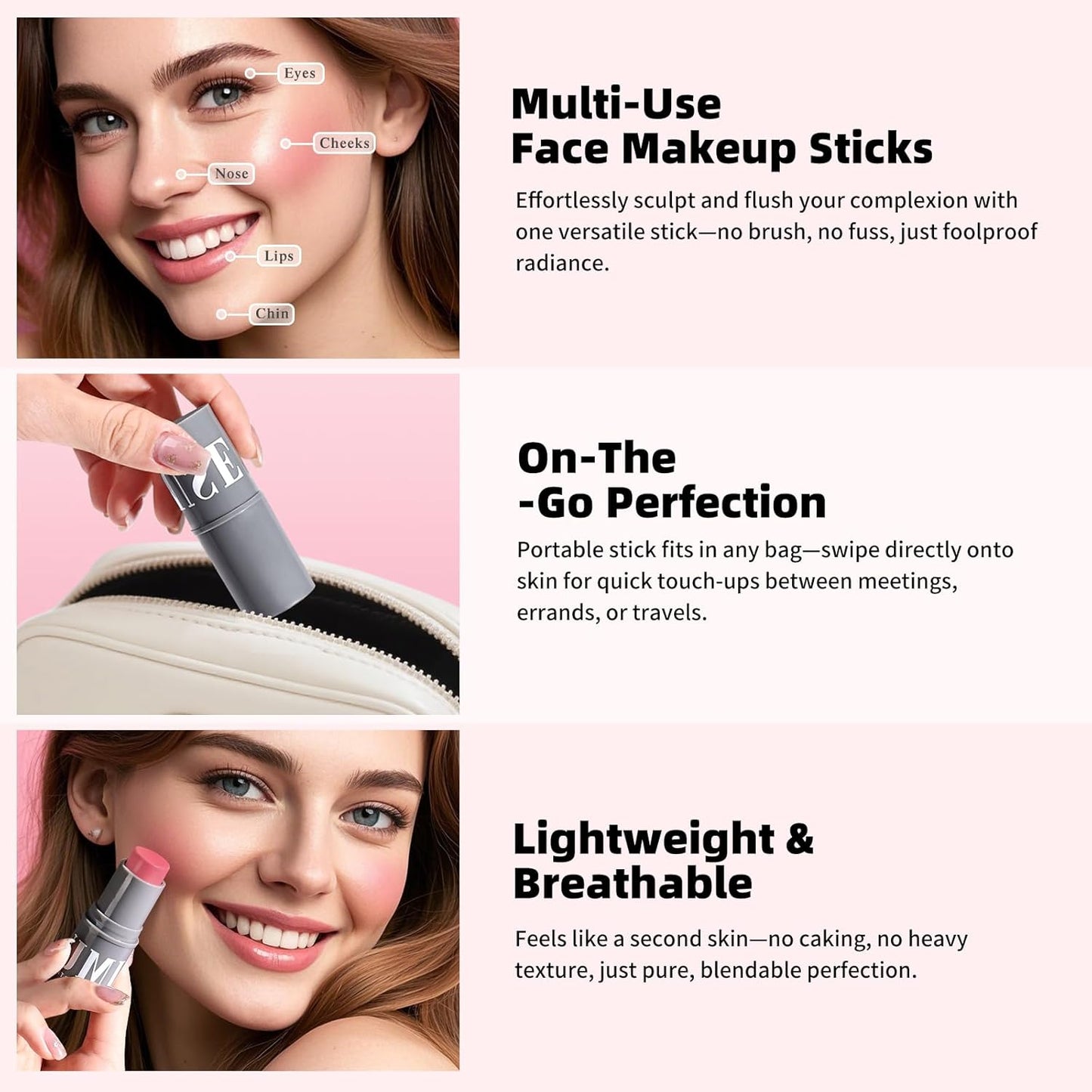 KIMUSE Cream Contour Stick Duo - 2-in-1 Blush & Bronzer for All Skin Tones | Lightweight, Waterproof, Highly Pigmented