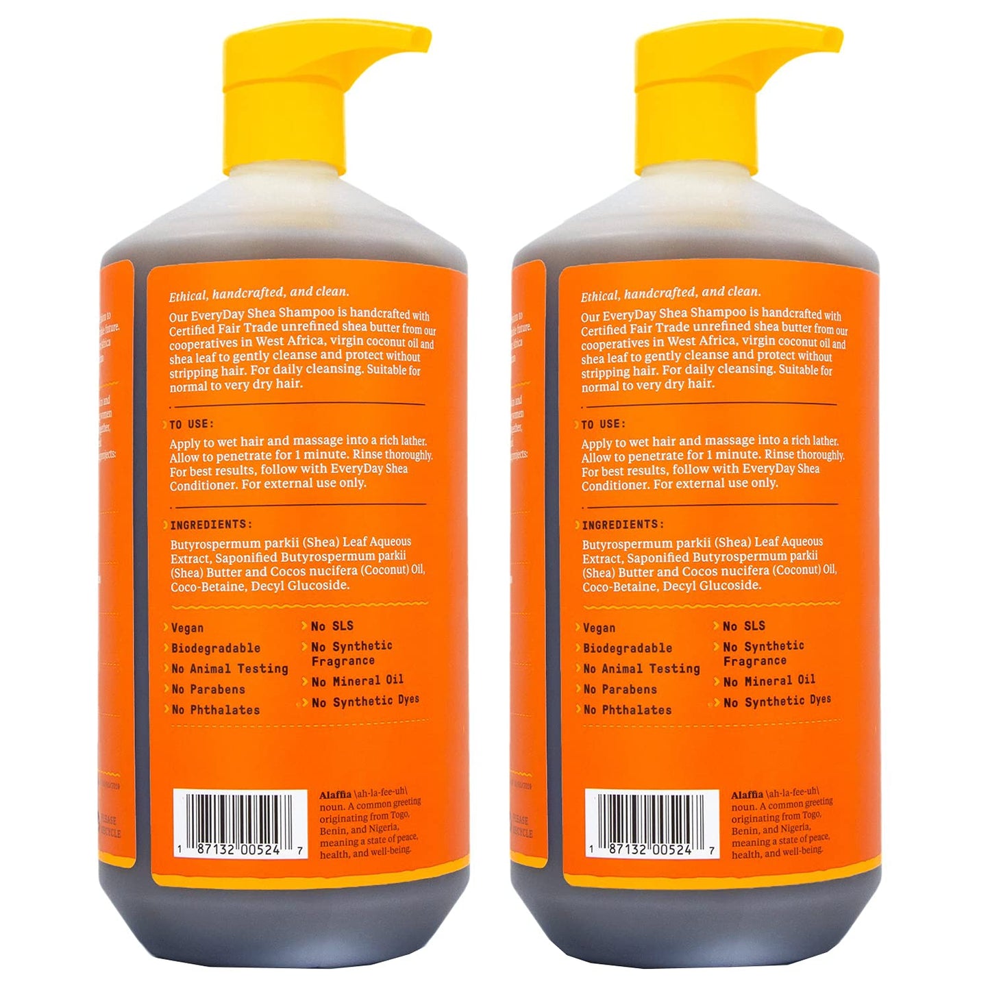 Alaffia Shampoo, Unscented 2-Pack – EveryDay Shea Sulfate-Free Shampoo with Moisture-Rich Shea Butter and Coconut Oil, 32 Oz Ea