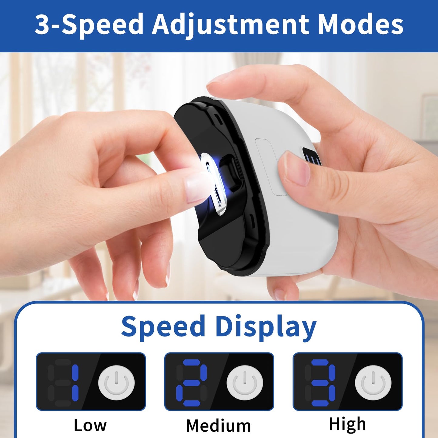 Electric Automatic Nail Clipper for Toenails Fingernailail,Smart Electric Nail Clippers,3 Speed Gears Adjustable with LED Light,Nail Clip Storage,Safety Fingernail Trimmer for Baby,Kids,Seniors