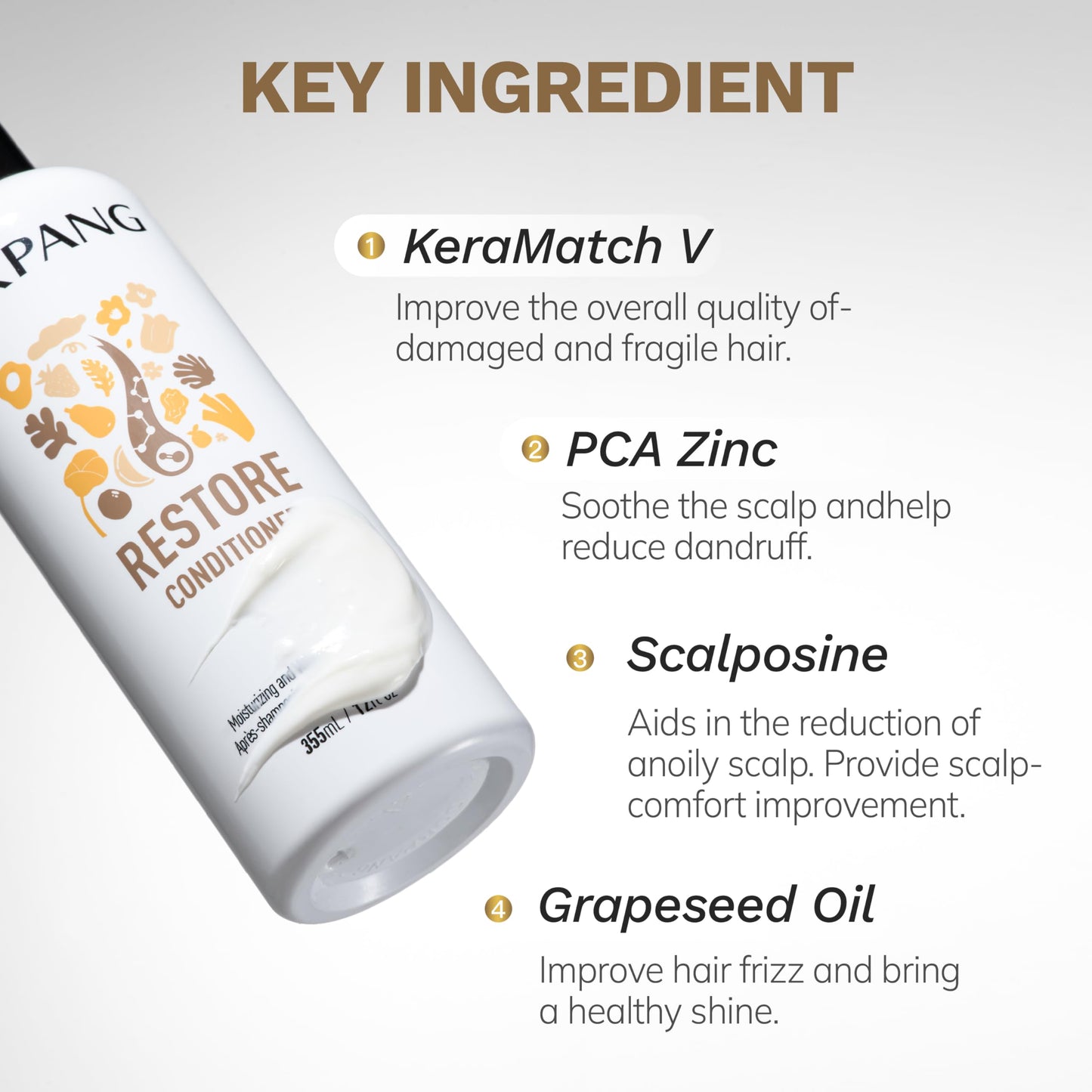 DORPANG Deep Conditioner for Damaged Hair, Hair Mask Keratin Treatment with KeraMatch™, Repairs Split Ends Moisturizing & Volumizing, Lightweight Color Safe Formula 12 fl oz