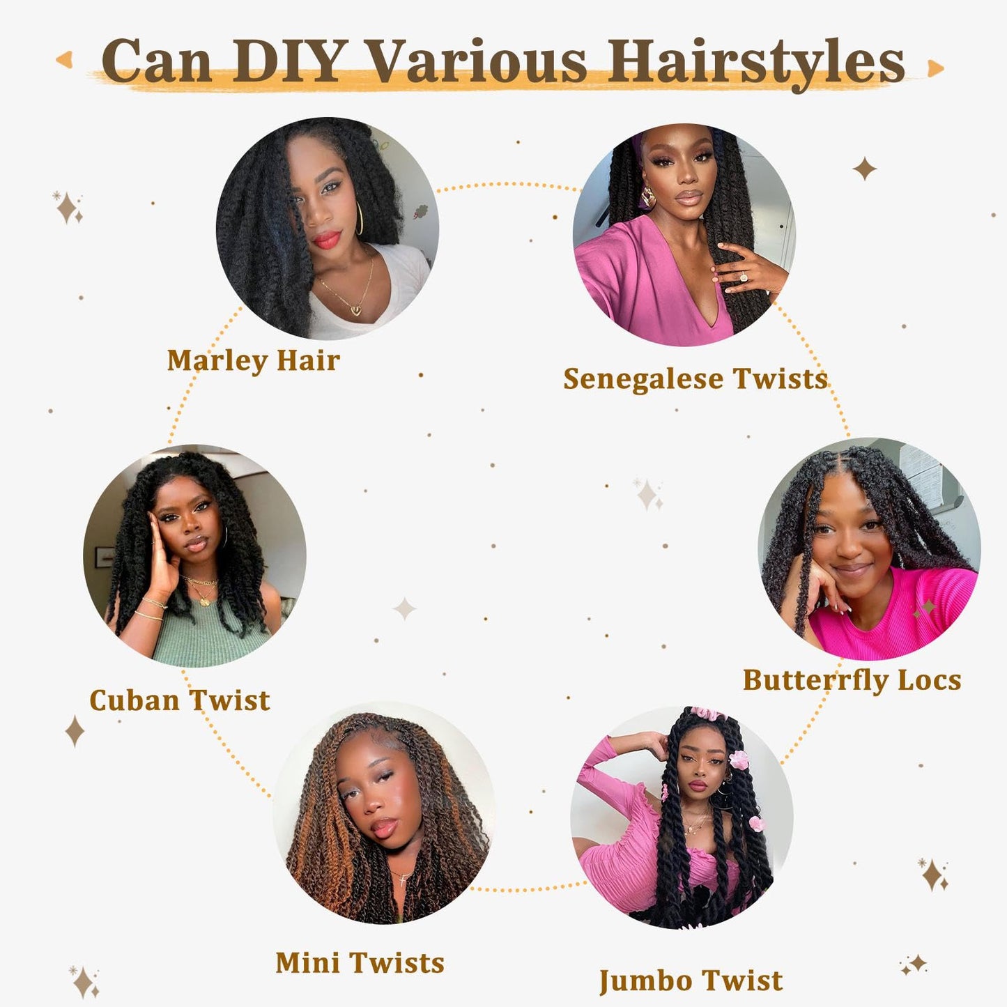 Marley Twist Braiding Hair 24 Inch Marley Hair Long Cuban Twist Hair 8 Packs Afro Kinky Curly Twist Crochet Hair Marley Twist Hair Extension (24 Inch, 1B/4/30)