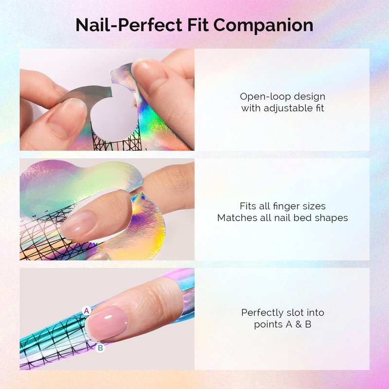 MelodySusie Nail Forms for Nail Extensions 100PCS, Long Length and Strong Adhesion, for Acrylic, Builder Gel and Poly Gel, for Home DIY and Salon Tools