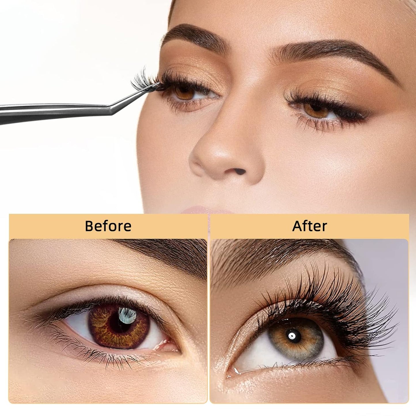 QUEWEL Cluster Lashes - 240 Pcs Individual 40D 0.07D Curl Mix 8-14mm Soft & Natural Eyelash Extensions for DIY Home Use