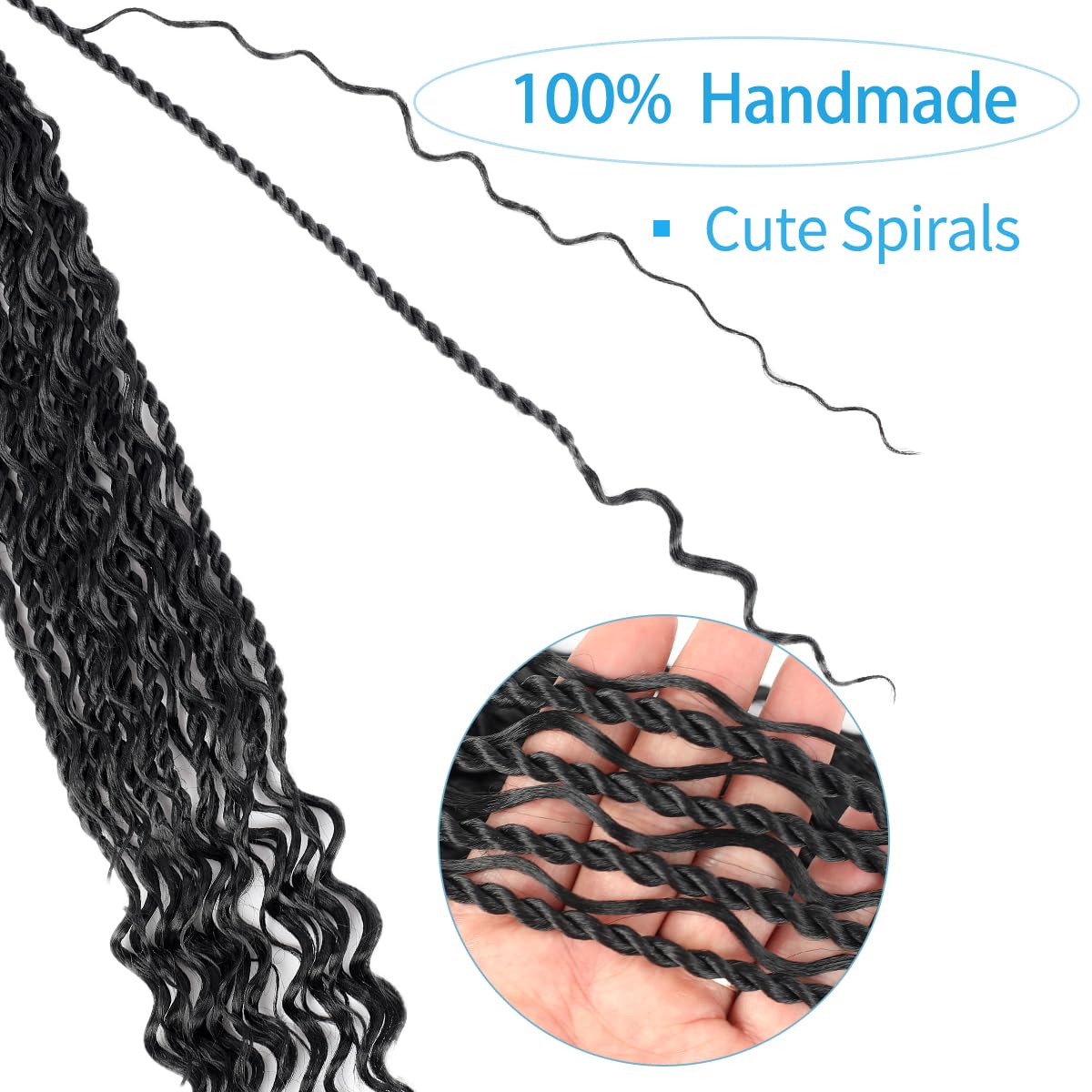 Senegalese Twist Crochet Hair - 18 Inch Natural Black Boho Braids | Curly Ends (9 Packs)