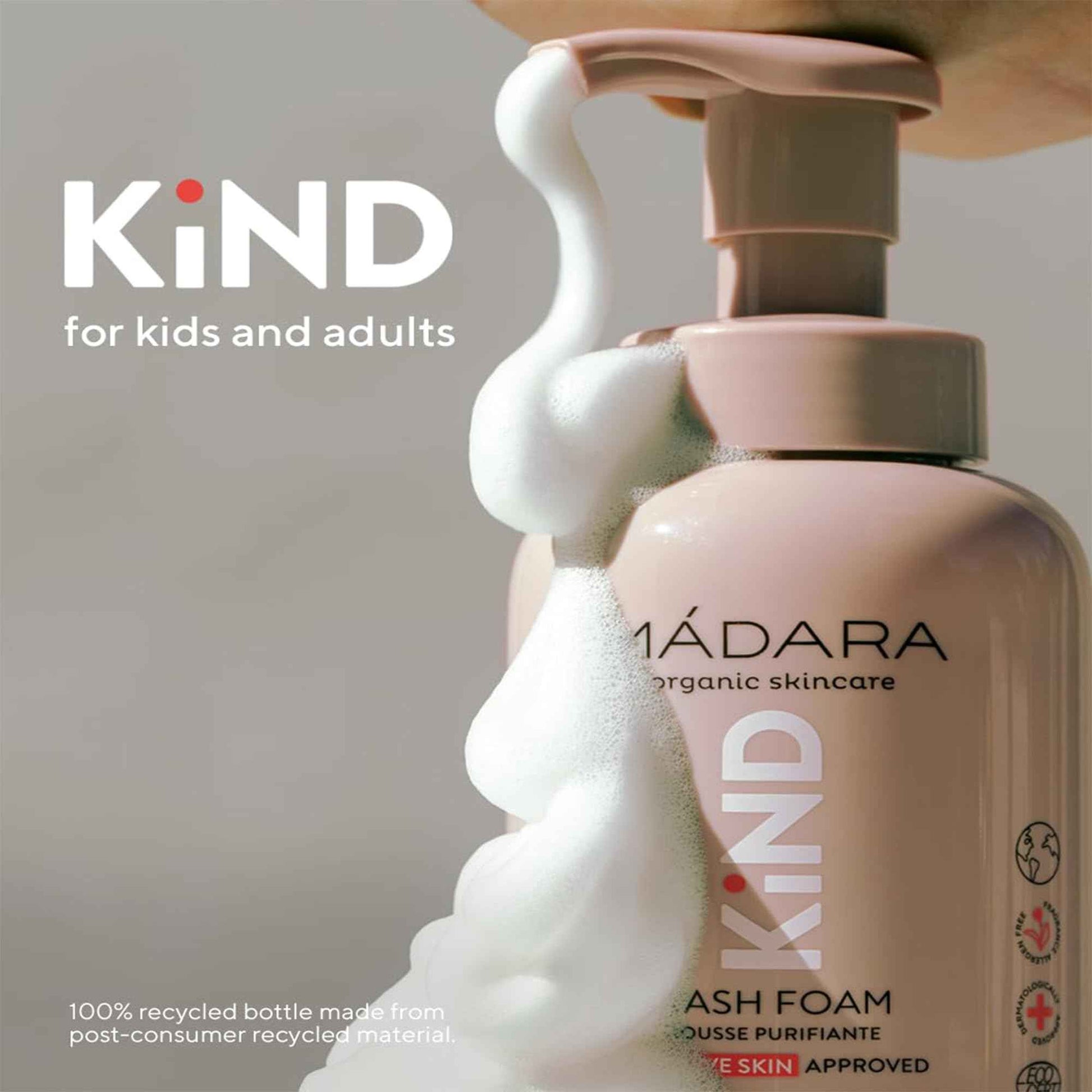 MÁDARA Organic Skincare | KIND Body Wash Foam, 300ml – Organic Certified Baby Bath Wash Cleanser, Gentle Enough For The Whole Family, Sensitive Skin-approved, Soap-free Formula, Ecocert Certified