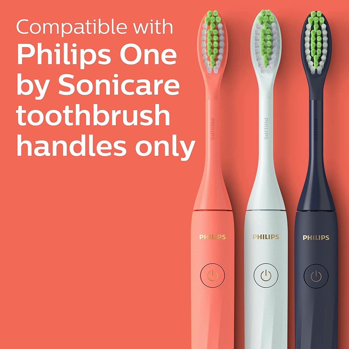 Philips One by Sonicare | Miami Coral Electric Toothbrush with 2 Brush Heads - Compact Design