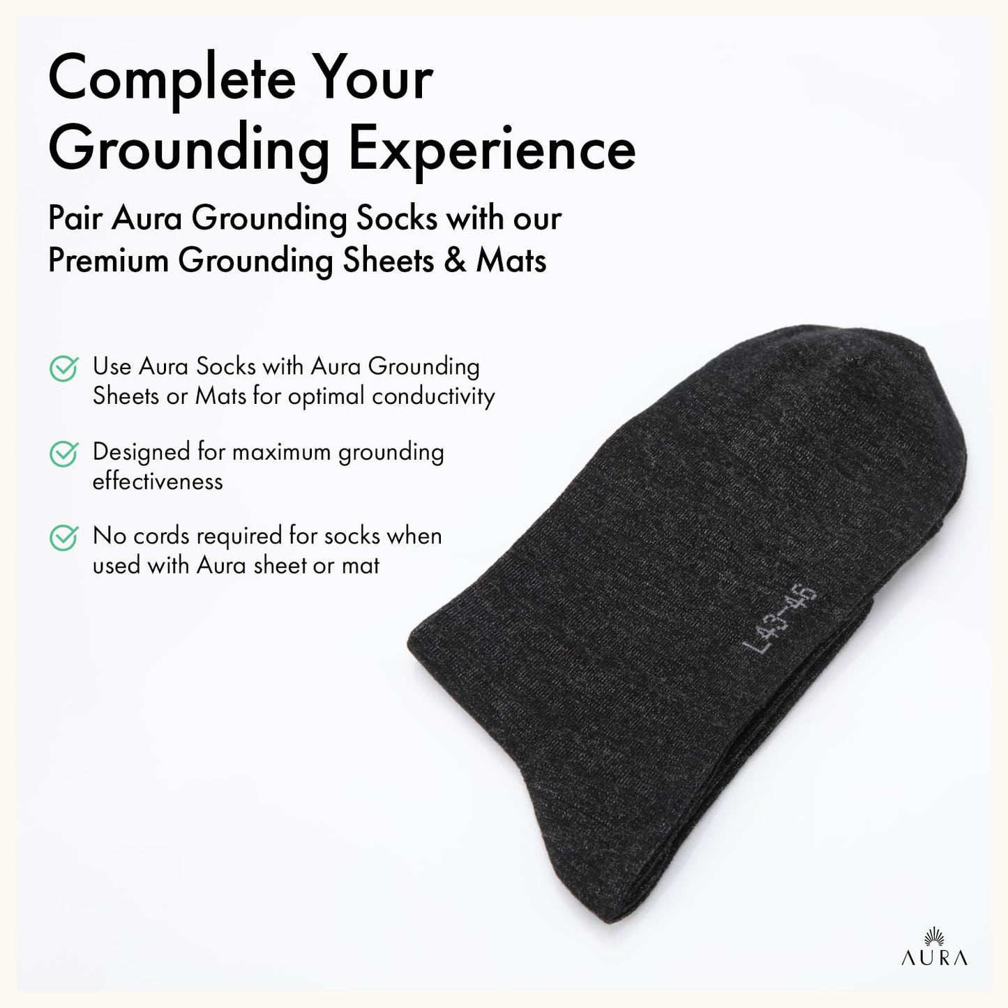 Aura™ Luxury Grounding Socks for Feet - 25% Pure Silver Grounding Socks for Women & Men - Black, Size Medium