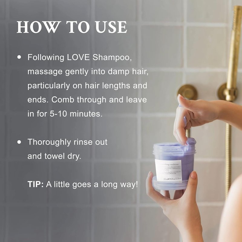 Davines LOVE Smoothing Conditioner, Taming Anti-Frizz Hydrating Action for Wavy, Unruly, Coarse Hair - Gives Controlled, Combable, Shiny, Sleek & Smooth Look, Travel Size, 2.54 Fl Oz
