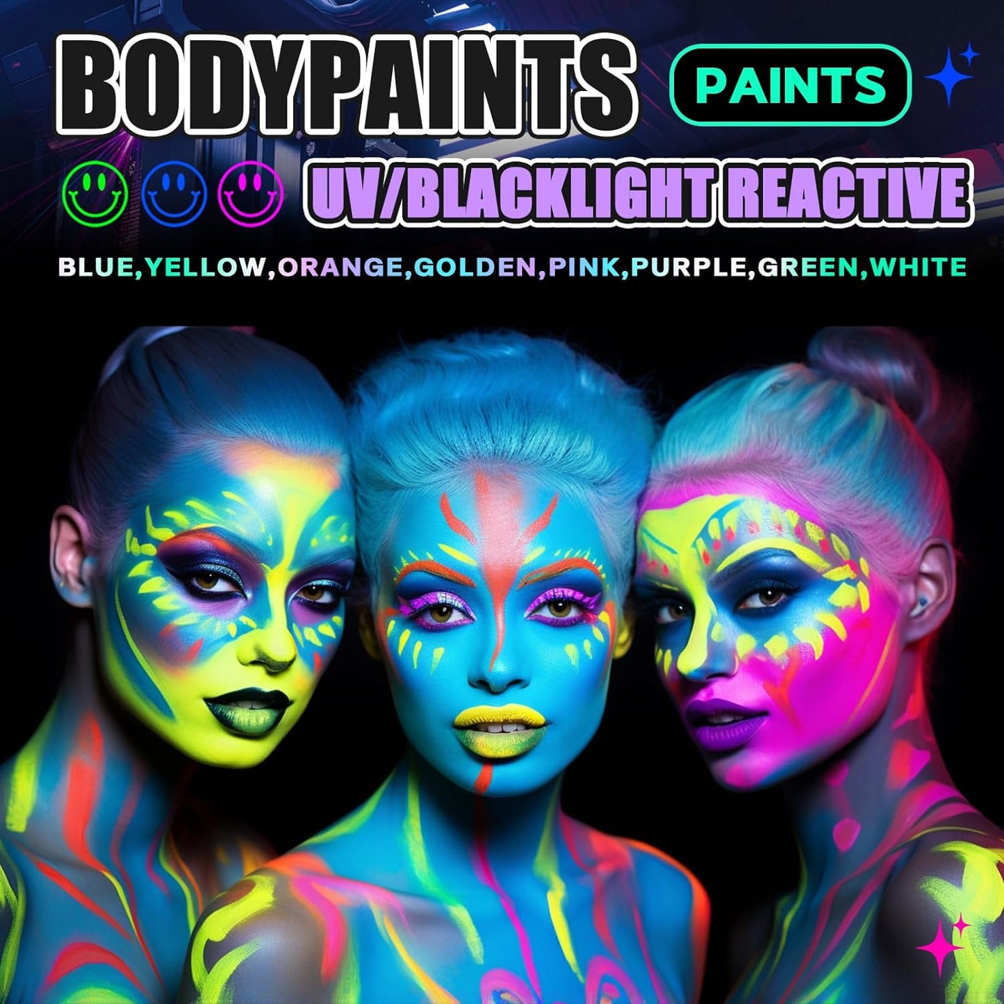 Neon White Body Paint - Washable UV Blacklight Face Paint for Adults & Kids | 2.37oz (70ml)