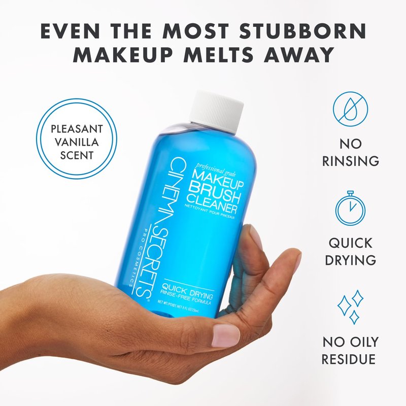 Cinema Secrets Blue Vanilla Makeup Brush Cleaner Kit - Professional Quick-Dry, Rinse-Free Formula | Cleansing Tin Included