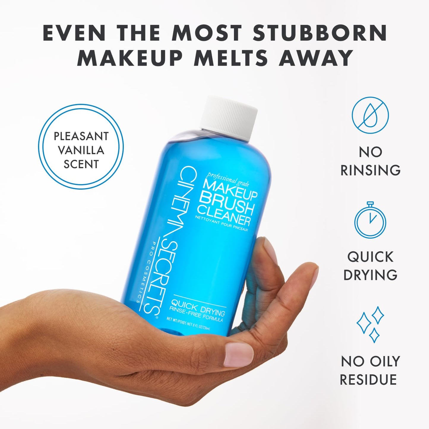 Cinema Secrets Makeup Brush Cleaner Spray - Original Blue Vanilla Formula | Quick-Drying & Rinse-Free