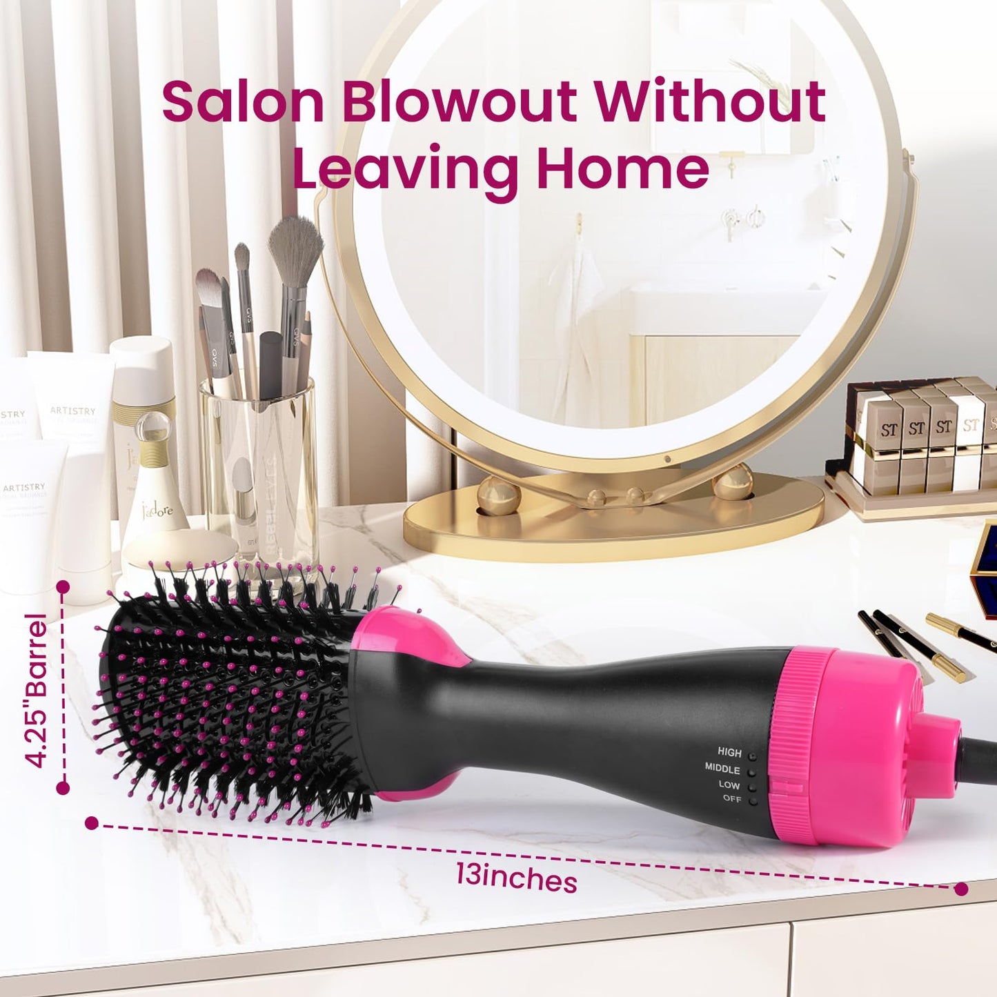 Hair Dryer Brush Blow Dryer in One, Upgraded 4 in 1 Hair Drying Hair Blowout Brush,One Step Hair Dryer and Styler Hot Air Negative Ion Anti-frizz Blowouts, Salon Volumizer & Straightener (A)