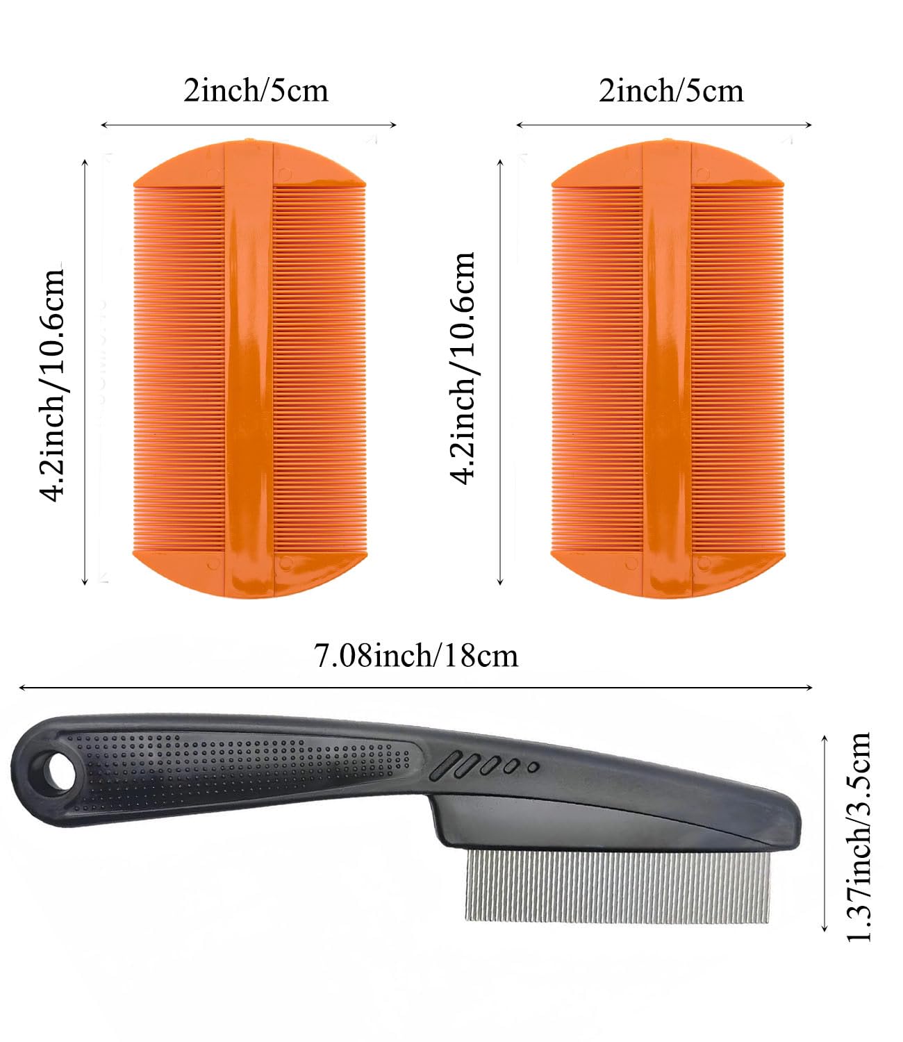 Dandruff Comb Fine Tooth Scalp Detox Comb Lice for Women, Men & Kids Stainless Steel Scalp Detoxing, Sweep & Massage Hair Brush Tool for Hair Care (1PC Brown)