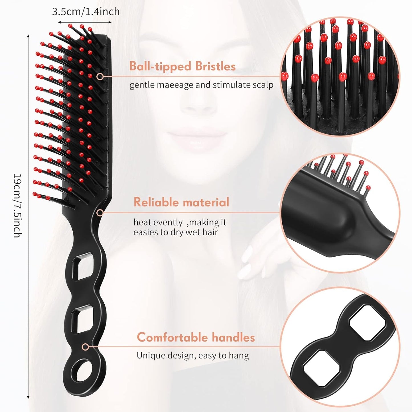 Disposable Hair Brushes - 60 Pcs Anti-Static Bristles for Shelters & Charities | 7.5 x 1.4 Inch