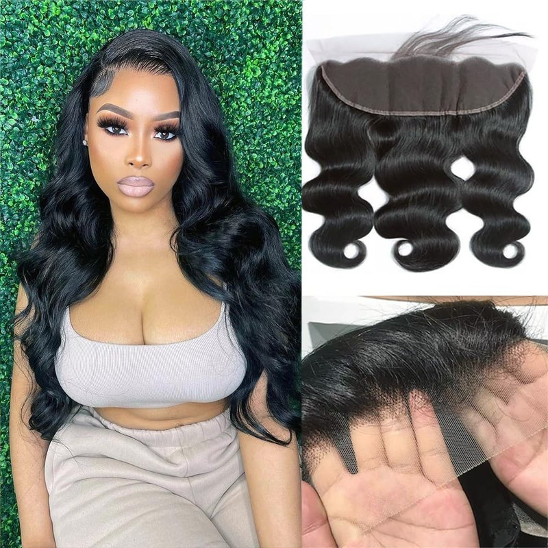 body wave lace frontal human hair 13x4 HD Transparent Lace Closure 100% Brazilian Virgin Human Hair Ear to Ear lace frontal Natural Color 14 inch