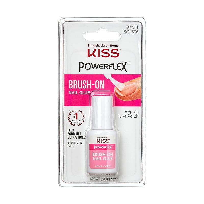 KISS PowerFlex Ultra-Hold Super Strength Instant Bond Flex Formula Brush-On Nail Glue, Application of Artificial Nails & Natural Nail Repair - 3-Pack, Net Wt. 5g (0.17 oz.) Each