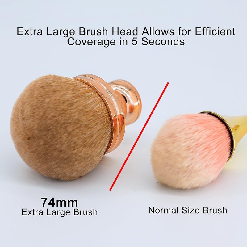 Extra Large Body Makeup Brush - Self Tanner Applicator for Even Blending | 74mm Wide-Headed Kabuki Brush with Drawstring Bag