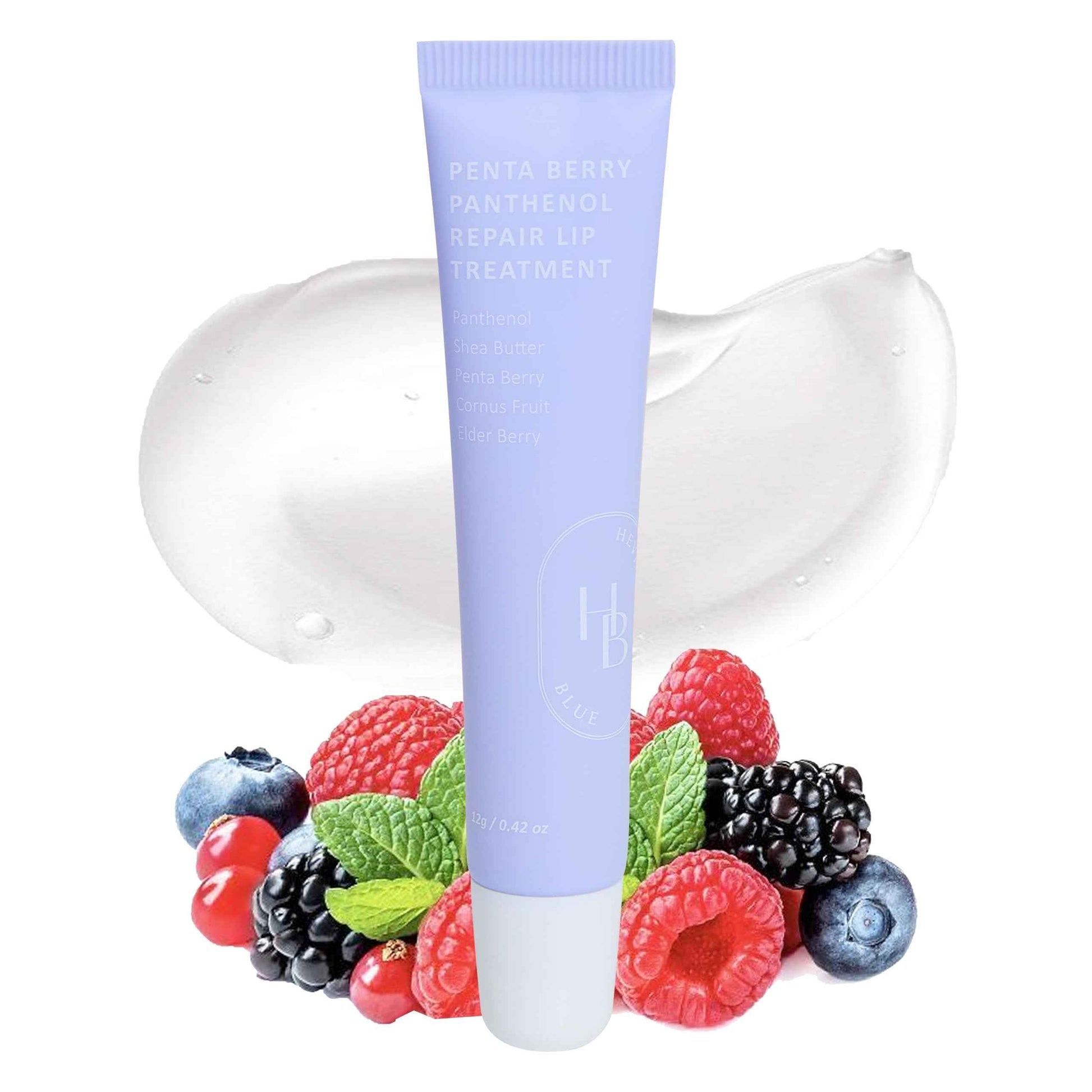 HEVEBLUE Penta Berry Panthenol Repair Lip Treatment - Lip Balm, Lip Mask, Lip Gloss, Korean Skin Care, K-Beauty, Moisturizing, Vegan, Sensitive Skin, Hypoallergenic, Lip Care