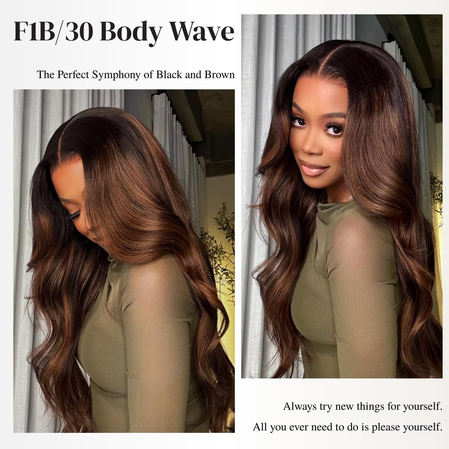 BQRIH #F1B/30 Brown Highlighted 2x6 HD Closure Only Body Wave Human Hair 12 Inch, 15A Salon Grade 100% Virgin Deep Part Ombre Honey Brown Highlight 2by6 Kim K Lace Closure Pre Plucked For Women Sew In