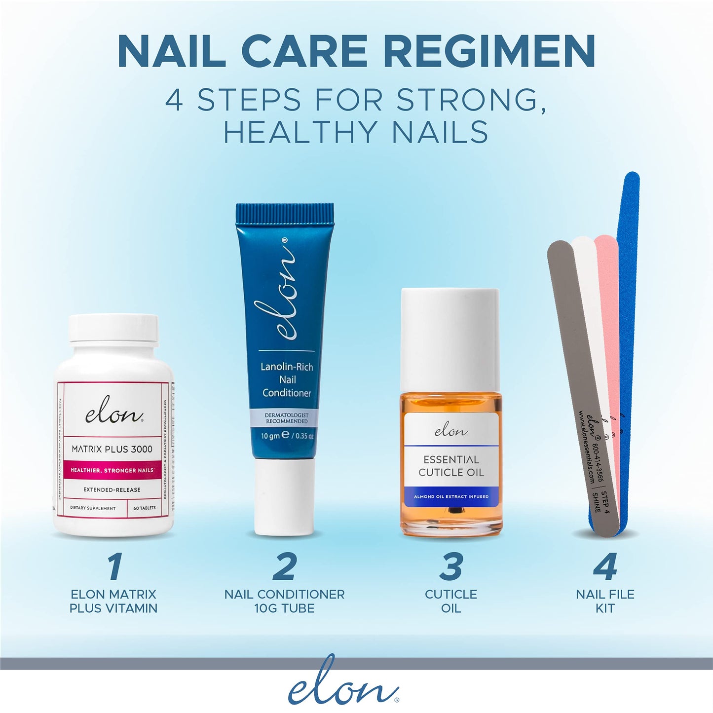 Elon Matrix Plus 3000 Biotin Vitamins for Nail Repair Strengthening and Growth (60 Day Supply)
