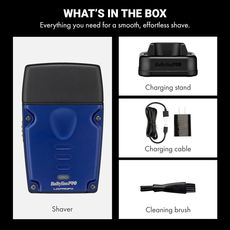 BaBylissPRO High-Performance Compact LO-PROFX Single Foil Shaver with Charging Stand