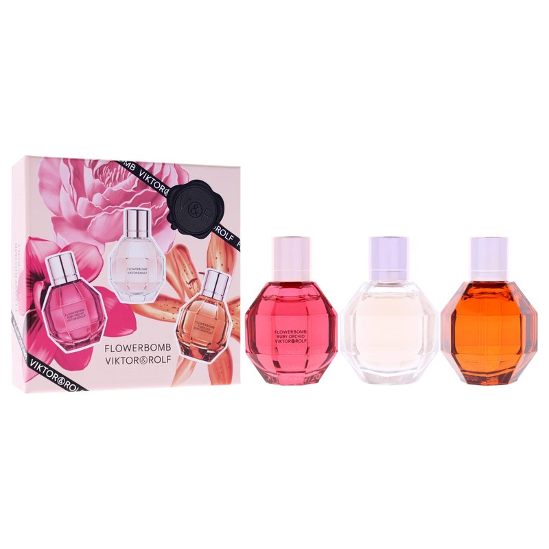 Flowerbomb Trio Set by Viktor and Rolf for Women - 3 Pc Mini Gift Set Flowerbomb, Ruby Orchid, Tiger Lily, All 0.24 EDP Spray