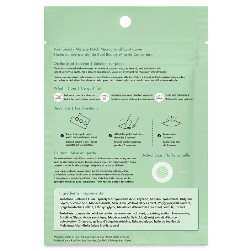 Rael Pimple Patches, Miracle Microcrystal Spot Cover - Hydrocolloid Acne Pimple Patch with Tea Tree Oil, Early Stage Zits and Blemish, Korean Skin Care (36 Count)