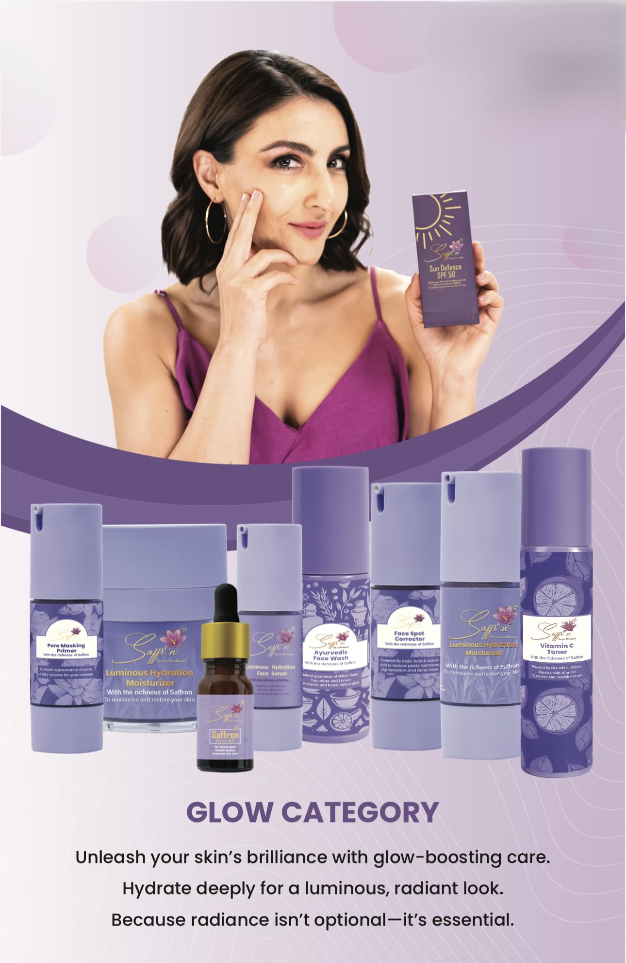 Saffr'n Brightening & Hydrating Face Oil with real and natural Saffron Strands, Squalene, Jojoba, Green Tea | 0.5 fl oz.