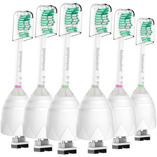 Jiuzhoudeal Replacement Toothbrush Heads for Philips Sonicare E-Series, Compatible with Sonicare Essence, Elite, Advance, CleanCare Screw-on Electric Toothbrush HX7022/66, 6 Pack
