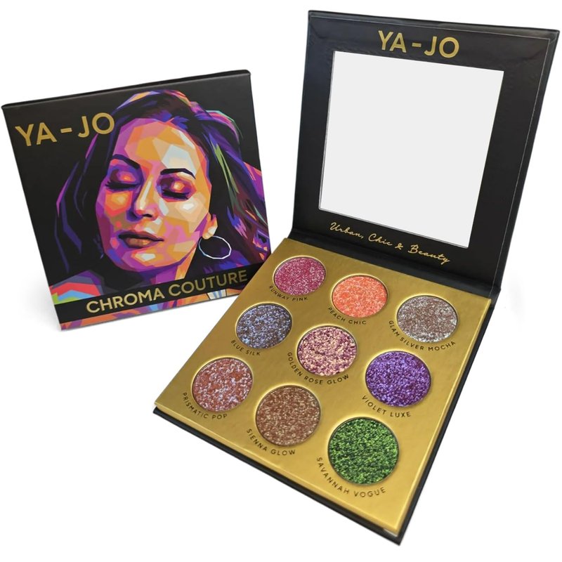 YA-JO 9-Color Multichrome Eyeshadow Palette - Ultra-Pigmented, Long-Lasting, & Water Proof Eye Shadow - Blendable & Shimmering Metallic Eyeshadow for All Skin Tones - Perfect for Day-to-Night Looks