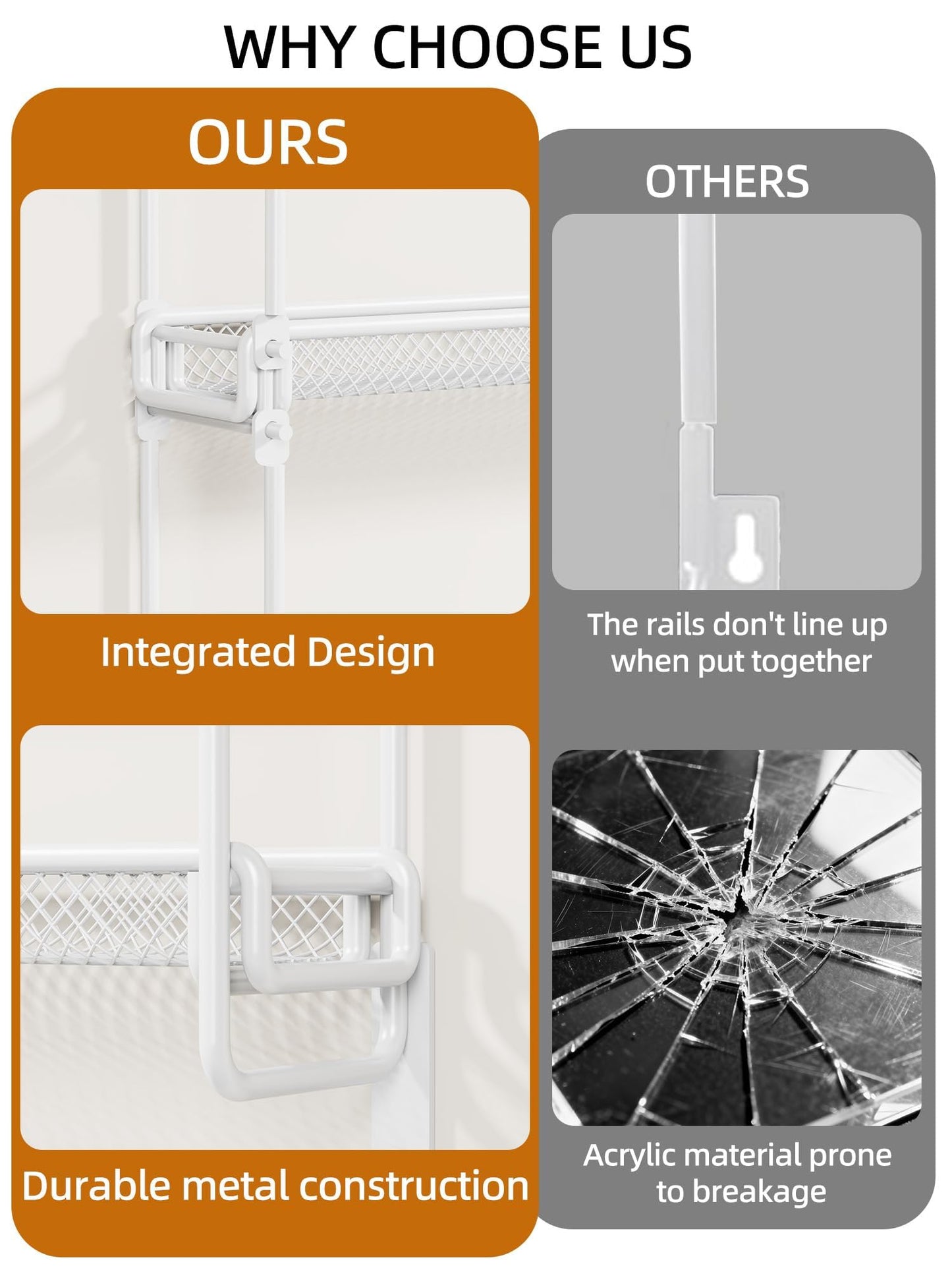GIGIFTREE Nail Polish Organizer Wall Mounted, 6 Tier Metal Storage Rack Holds 90 Bottles, Multifunctional Organizer for Essential Oils Paint Perfume, White