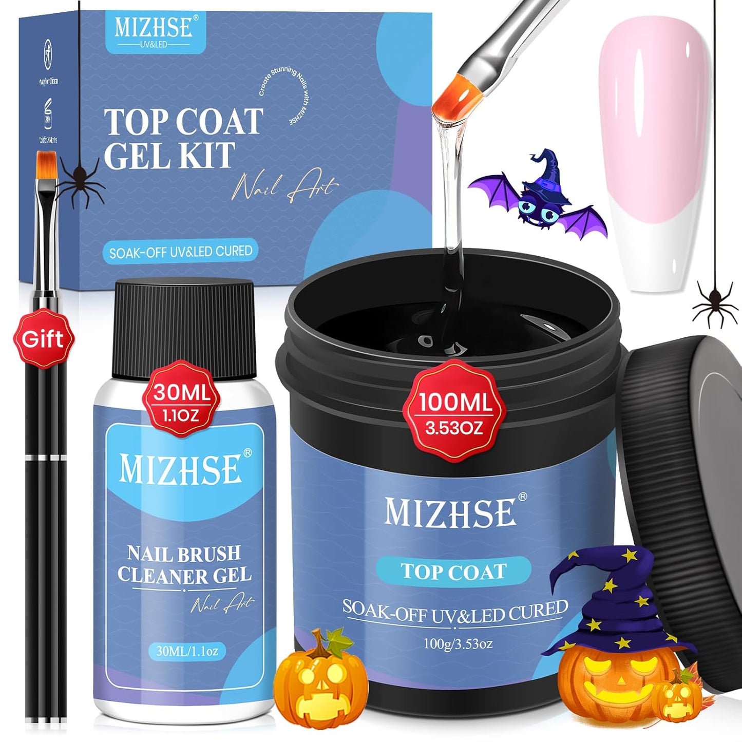 MIZHSE No Wipe Gel Top Coat - 9D Cat Eye Nail Polish | 100ML, 8 Colors Available